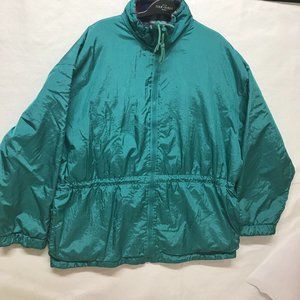 Vtg British Mist Reversible color block windbreaker sweatshirt Jacket Green Sz L